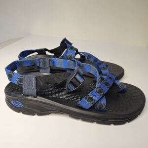 Chaco Men's' Black and Blue Patterned Sandals Size 11